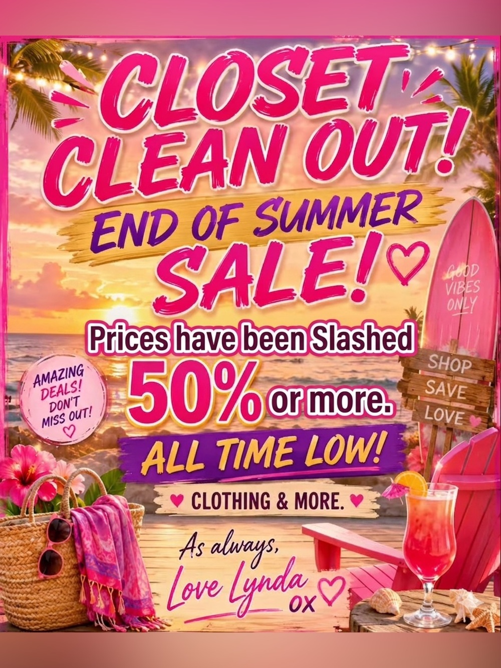 Pink 'Closet Clean Out' Summer Sale Poster